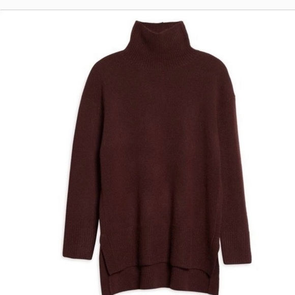 Nordstrom Cashmere Turtleneck Sweater Signature Tunic Brown/Wine Size  XXS - Picture 1 of 7
